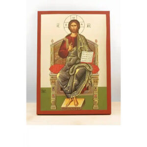 Εικόνα Ορθοδοξίας με περίγραμμα χρυσό σε ξύλο Φλαμουρίας  με  βάση Ένθρονος Ιησούς Χριστός, Ξύλινη Χειροποίητη Εικόνα με Φύλλο Χρυσού Τοίχου Ελληνικού Premium Βυζαντινού Στυλ Κρεμασμένο σε ξύλινη πλάκα Θρησκευτικό Θέμα Χειροποίητη Ελληνορθόδοξη εικόνα του Ιησού Χριστού, Κρεμαστή πλάκα βυζαντινής τέχνης, χριστιανική τέχνη 45x35 cm (17,7 x 13,8 ίντσες)  INTRAEK-342110999
