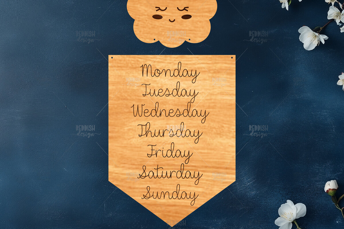 Intra απο ξύλο plywood 3mm-4mm πάχος - Days of the Week Ξύλινο Νηπιαγωγείο Lasercut Δίασταση 20x20 cm INTRAFABR-120626893