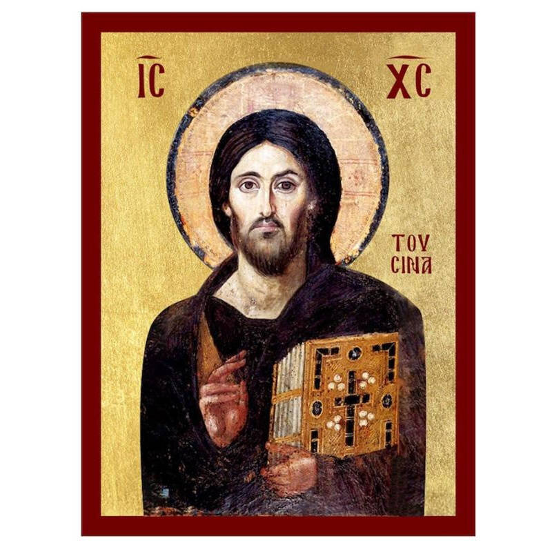 Εικόνα Ορθοδοξίας με περίγραμμα χρυσό σε ξύλο Φλαμουρίας  με  βάση Εικόνα του Ιησού Χριστού του Σινά, Χειροποίητη Ελληνορθόδοξη εικόνα του Ιησού Χριστού, Κρεμαστή πλάκα βυζαντινής τέχνης, χριστιανική τέχνη Διάσταση 50x40 cm (19,7 x 15,8 ίντσες)  INTRAEK-6543216724232