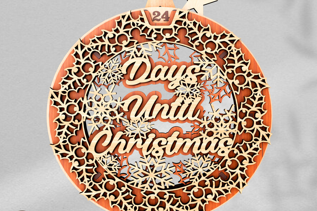 Intra απο ξύλο plywood 3mm-4mm πάχος - Days Under Christmas Advent στεφάνι Δίασταση 13x9 cm INTRAFABR-108123954