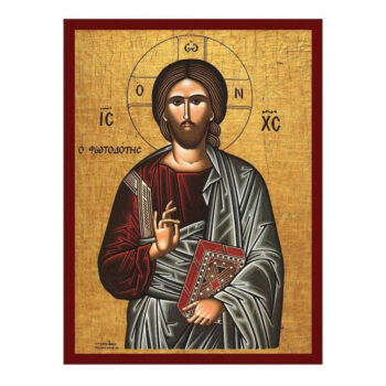 Εικόνα Ορθοδοξίας με περίγραμμα χρυσό σε ξύλο Φλαμουρίας  με  βάση Ιησούς Χριστός ο Φωτοδότης, Χειροποίητη Ελληνική Ορθόδοξη εικόνα του Ιησού Χριστού, Κρεμαστή πλάκα βυζαντινής τέχνης, χριστιανική τέχνη Διάσταση 45x35 cm (17,7 x 13,8 ίντσες) INTRAEK-543216724227 - Image 1