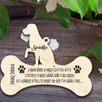 Intra απο ξύλο plywood 3mm-4mm πάχος - Αγαπητέ Χριστουγεννιάτικο στολίδι για σκύλους Βασίλη V2 Δίασταση 6x6 cm INTRAFABR-34415590 - Image 2