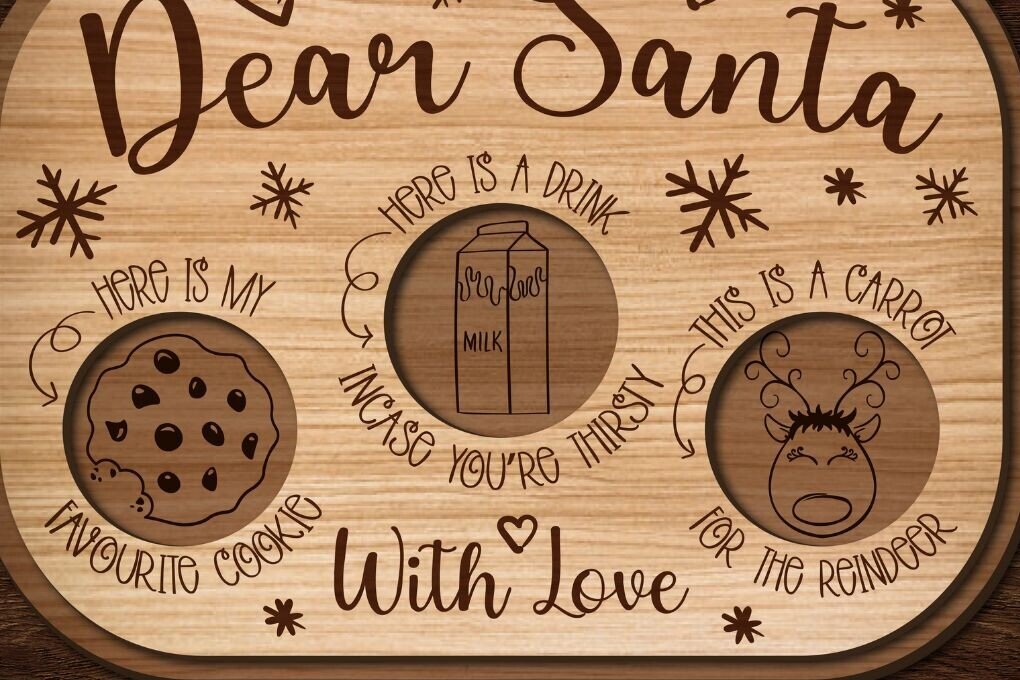 Intra απο ξύλο plywood 3mm-4mm πάχος - Αγαπητέ Santa Tray Cut Laser Δίασταση 15x15 cm INTRAFABR-105129720