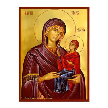 Εικόνα Ορθοδοξίας με περίγραμμα χρυσό σε ξύλο Φλαμουρίας  με  βάση Εικόνα Αγία Άννα με Παναγία Χειροποίητη Ελληνορθόδοξη , Κρεμαστή πλάκα βυζαντινής τέχνης, χριστιανική τέχνη Διάσταση 10x7 cm (3,9 x 2,8 ίντσες) INTRAEK-670679 - Image 1