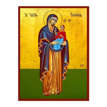 Εικόνα Ορθοδοξίας με περίγραμμα χρυσό σε ξύλο Φλαμουρίας  με  βάση Εικόνα Αγία Άννα με Παναγία Χειροποίητη Ελληνορθόδοξη , Κρεμαστή πλάκα βυζαντινής τέχνης, χριστιανική τέχνη Διάσταση 10x7 cm (3,9 x 2,8 ίντσες) INTRAEK-670681 - Image 1