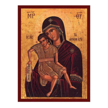 Εικόνα Ορθοδοξίας με περίγραμμα χρυσό σε ξύλο Φλαμουρίας με βάση Virgin Mary It Is Truly Meet Icon, Χειροποίητη Ελληνική εικόνα του It Is Truly Meet, επιτοίχια πλάκα βυζαντινής τέχνης, χριστιανικό δώρο Διάσταση 45x35 cm (17,7 x 13,8 ίντσες) INTRAEK-543216724134 - Image 1