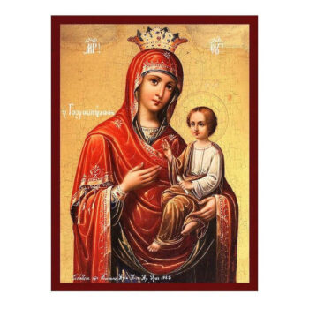 Εικόνα Ορθοδοξίας με περίγραμμα χρυσό σε ξύλο Φλαμουρίας με βάση Παναγία Γρήγορη Εικόνα, Χειροποίητη Ελληνική εικόνα της Παναγίας Γοργοεπηκόου, Κρεμαστή πλάκα βυζαντινής τέχνης, χριστιανικό δώρο Διάσταση 45x35 cm (17,7 x 13,8 ίντσες) INTRAEK-543216724132 - Image 1