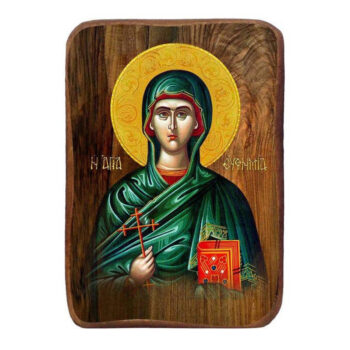 Εικόνα Ορθοδοξίας με περίγραμμα χρυσό σε ξύλο Φλαμουρίας  με  βάση Μπομπονιέρα Βάπτισης Αγίας Ευφημίας Σετ 20 τεμαχίων, Εικόνα Βάπτισης, Μπομπονιέρα Χειροποίητη Βυζαντινή εικόνα 9x6cm, Χριστιανικό Δώρο Διάσταση 45x35 cm (17,7 x 13,8 ίντσες) INTRAEK-543216724096 - Image 1