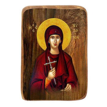 Εικόνα Ορθοδοξίας με περίγραμμα χρυσό σε ξύλο Φλαμουρίας  με  βάση Μπομπονιέρα Βάπτισης Αγίας Ευδοκίας Σετ 20 τεμαχίων, Εικόνα Βάπτισης, Μπομπονιέρα Χειροποίητη Βυζαντινή εικόνα 9x6cm, Χριστιανικό Δώρο Διάσταση 45x35 cm (17,7 x 13,8 ίντσες) INTRAEK-543216724087 - Image 1