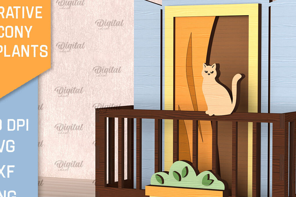 Intra απο ξύλο plywood 3mm-4mm πάχος - Διακοσμητικό Μπαλκόνι με Φυτά Κοπή Laser Δίασταση 30x20 cm INTRAFABR-102990467