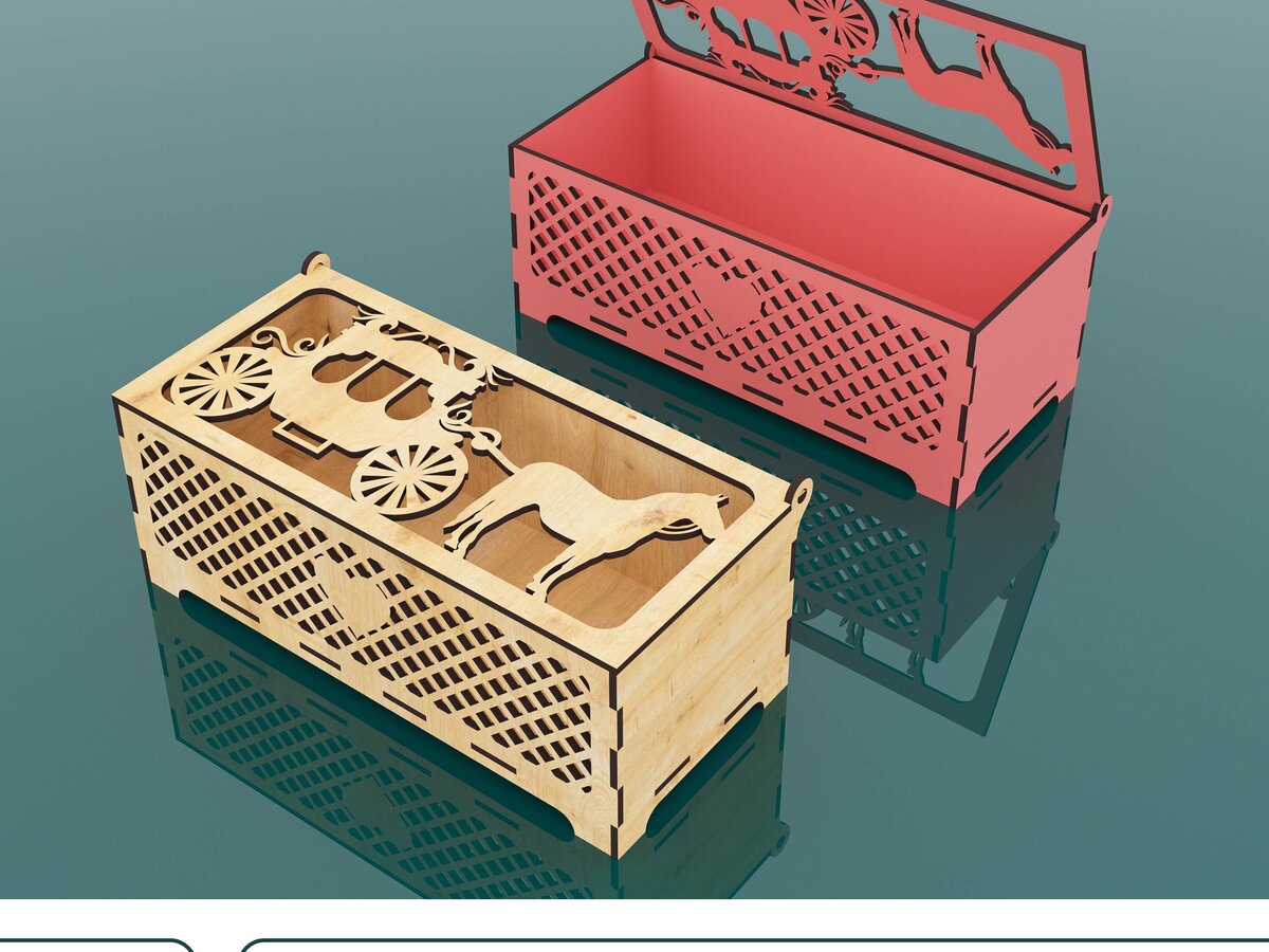 Intra απο ξύλο plywood 3mm-4mm πάχος - Διακοσμητικό κουτί Barouche Cut Laser  Δίασταση 225x100 cm INTRAFABR-67837562