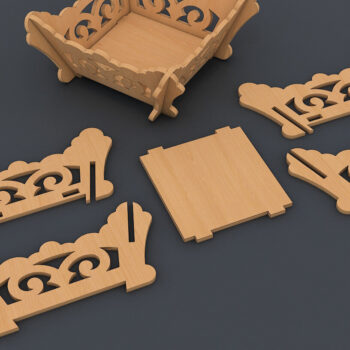 Intra απο ξύλο plywood 3mm-4mm πάχος - Πρότυπο κοπής με λέιζερ διακοσμητικό καλάθι Δίασταση 30x20 cm INTRAFABR-60957563 - Image 1