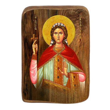 Εικόνα Ορθοδοξίας με περίγραμμα χρυσό σε ξύλο Φλαμουρίας  με  βάση Μπομπονιέρα Βάπτισης Αγία Καλλιόπη Σετ 20 τεμαχίων, Εικόνα Βάπτισης, Χειροποίητη Βυζαντινή εικόνα Bomboniera 9x6cm, Χριστιανικό Δώρο Διάσταση 45x35 cm (17,7 x 13,8 ίντσες) INTRAEK-543216724068 - Image 1