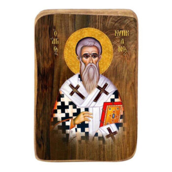 Εικόνα Ορθοδοξίας με περίγραμμα χρυσό σε ξύλο Φλαμουρίας  με  βάση Μπομπονιέρα Βάπτισης Άγιος Κύπριος Σετ 20 τεμαχίων, Εικόνα Βάπτισης, Μπομπονιέρα Χειροποίητη Βυζαντινή εικόνα 9x6cm, Χριστιανικό Δώρο Διάσταση 50x40 cm (19,7 x 15,8 ίντσες)  INTRAEK-6543216724062 - Image 1