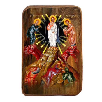 Εικόνα Ορθοδοξίας με περίγραμμα χρυσό σε ξύλο Φλαμουρίας  με  βάση Σετ Μπομπονιέρα Βάπτισης Μεταμόρφωση του Κυρίου 20 τεμαχίων, Εικόνα Βάπτισης, Χειροποίητη Βυζαντινή εικόνα Bomboniera 9x6cm, Χριστιανικό Δώρο Διάσταση 45x35 cm (17,7 x 13,8 ίντσες) INTRAEK-543216724052 - Image 1