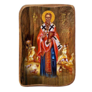 Εικόνα Ορθοδοξίας με περίγραμμα χρυσό σε ξύλο Φλαμουρίας  με  βάση Μπομπονιέρα Βάπτισης Saint Modestus Σετ 20 τεμαχίων, Εικόνα Βάπτισης, Bomboniera Χειροποίητη Βυζαντινή εικόνα 9x6cm, Χριστιανικό Δώρο Διάσταση 45x35 cm (17,7 x 13,8 ίντσες) INTRAEK-543216724051 - Image 1