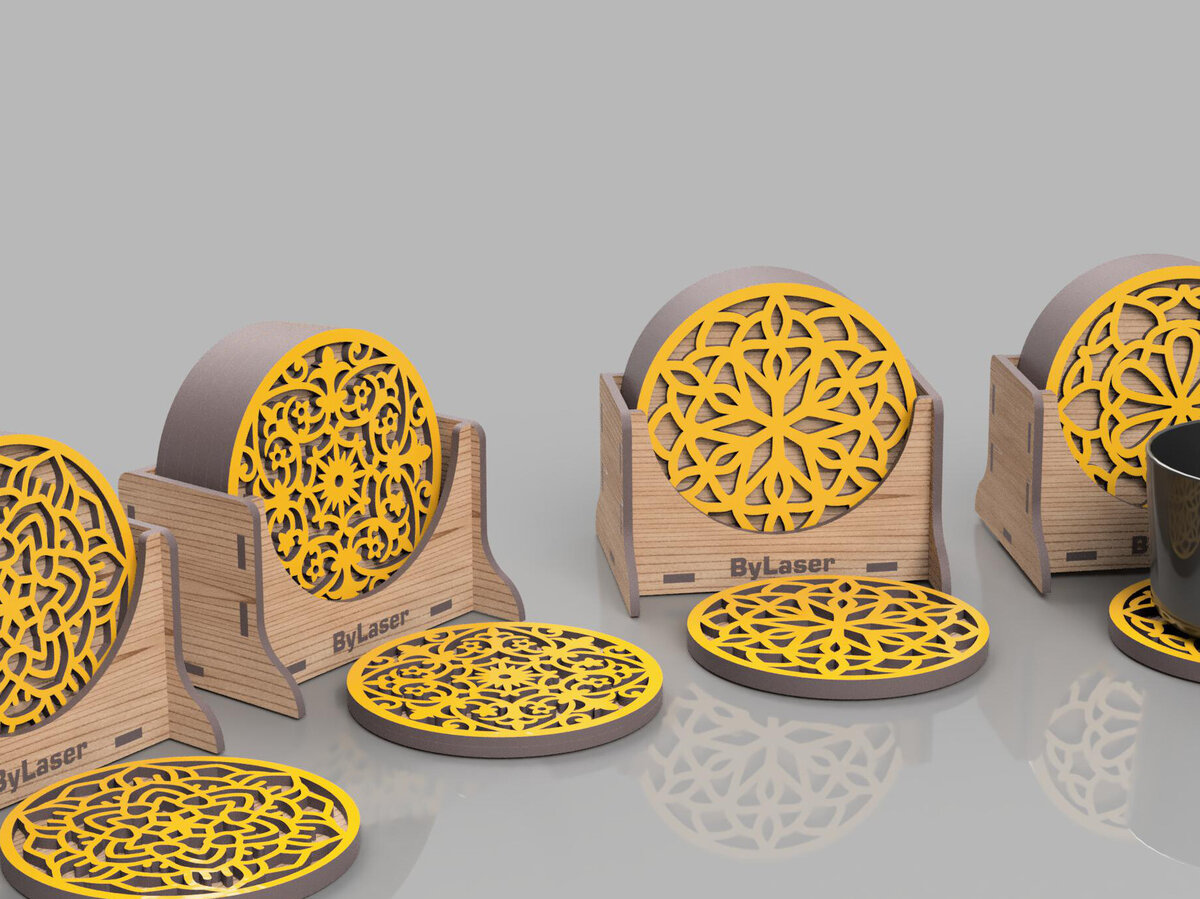 Intra απο ξύλο plywood 3mm-4mm πάχος - Διακοσμητικό κουτί σουβέρ  κοπής με λέιζερ Δίασταση 90x90 cm INTRAFABR-99394289