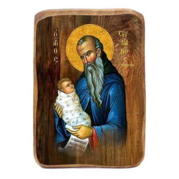 Εικόνα Ορθοδοξίας με περίγραμμα χρυσό σε ξύλο Φλαμουρίας  με  βάση Μπομπονιέρα Βάπτισης Άγιος Στυλιανός Σετ 20 τεμαχίων, Εικόνα Βάπτισης, Μπομπονιέρα Χειροποίητη Βυζαντινή εικόνα 9x6cm, Χριστιανικό Δώρο Διάσταση 45x35 cm (17,7 x 13,8 ίντσες) INTRAEK-543216724029 - Image 1