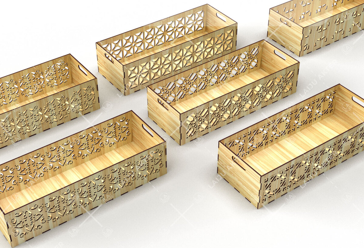 Intra απο ξύλο plywood 3mm-4mm πάχος - Διακοσμητικά κουτιά Laser Cut Bundle 01 Δίασταση 15x15 cm INTRAFABR-116835176