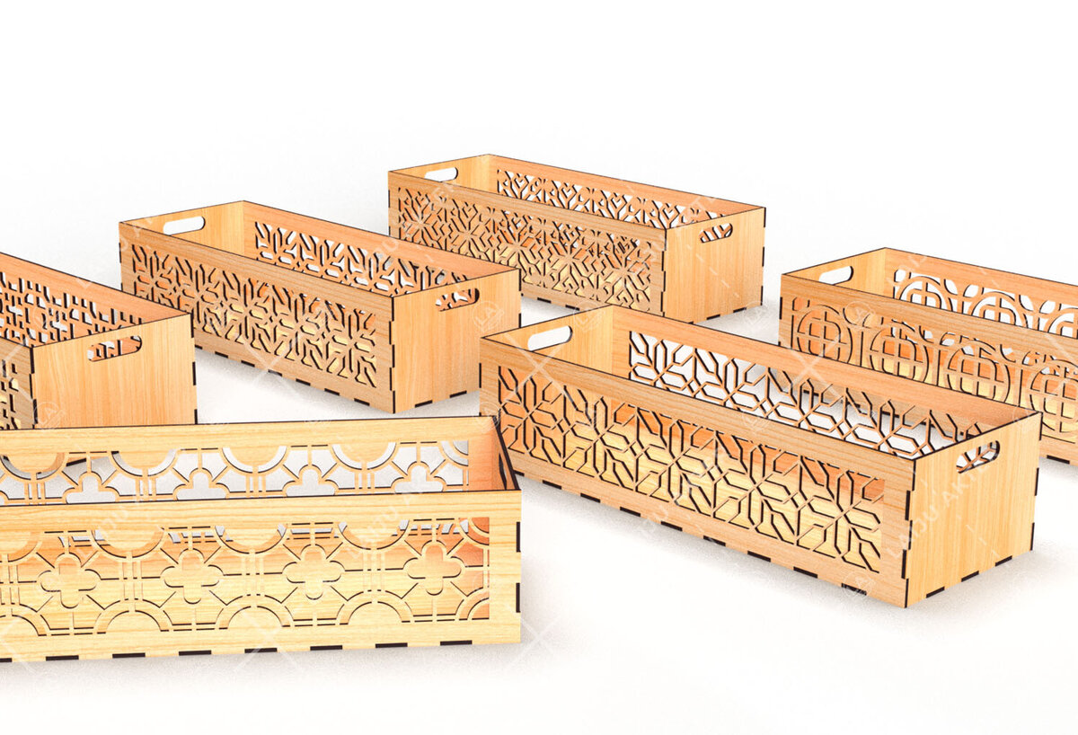 Intra απο ξύλο plywood 3mm-4mm πάχος - Διακοσμητικά κουτιά Laser Cut Bundle 03 Δίασταση 15x15 cm INTRAFABR-116835387