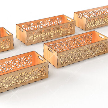 Intra απο ξύλο plywood 3mm-4mm πάχος - Διακοσμητικά κουτιά Laser Cut Bundle 04 Δίασταση 15x15 cm INTRAFABR-116835438 - Image 1