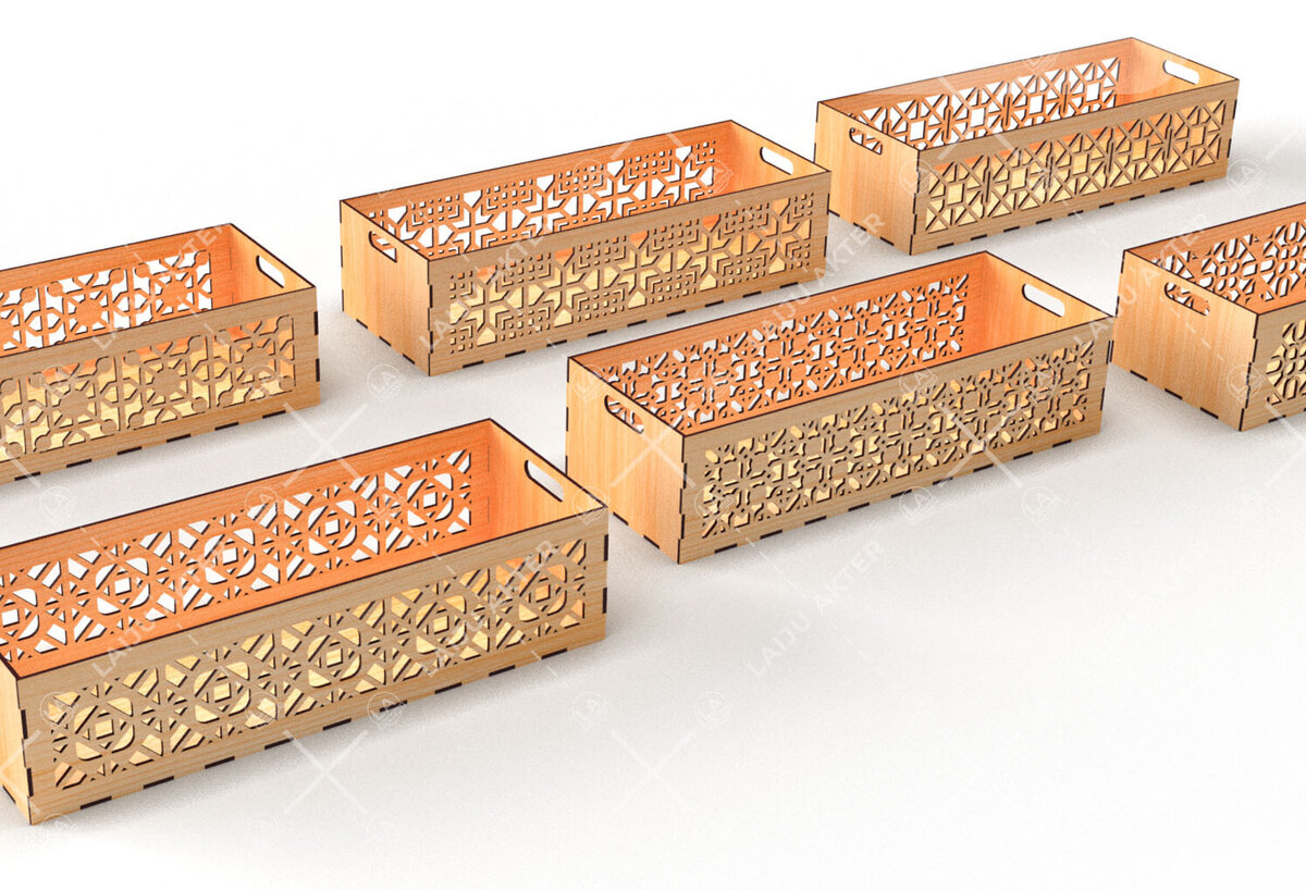 Intra απο ξύλο plywood 3mm-4mm πάχος - Διακοσμητικά κουτιά Laser Cut Bundle 04 Δίασταση 15x15 cm INTRAFABR-116835438