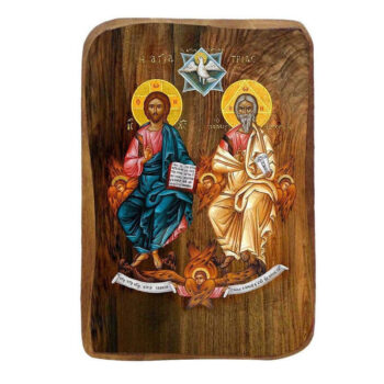 Εικόνα Ορθοδοξίας με περίγραμμα χρυσό σε ξύλο Φλαμουρίας με βάση Σετ Μπομπονιέρα Βάπτισης Αγίας Τριάδας 20 τεμαχίων, Εικόνα Βάπτισης, Χειροποίητη Βυζαντινή εικόνα Bomboniera 9x6cm, Χριστιανικό Δώρο Διάσταση 50x40 cm (19,7 x 15,8 ίντσες) INTRAEK-6543216724014 - Image 1