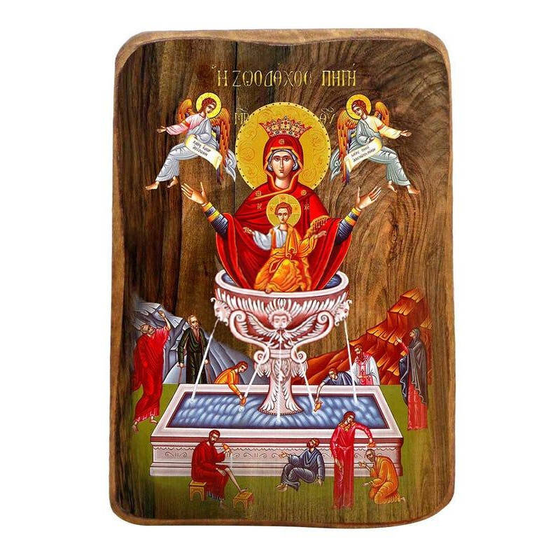 Εικόνα Ορθοδοξίας με περίγραμμα χρυσό σε ξύλο Φλαμουρίας  με  βάση Παναγία η Ζωοδόχος Ανοιξιάτικη Μπομπονιέρα Βάπτισης Σετ 20 τεμαχίων, Εικόνα Βάπτισης, Bomboniera Χειροποίητη Βυζαντινή εικόνα 9x6cm, Χριστιανικό Δώρο Διάσταση 50x40 cm (19,7 x 15,8 ίντσες)  INTRAEK-6543216724011