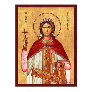 Εικόνα Ορθοδοξίας με περίγραμμα χρυσό σε ξύλο Φλαμουρίας  με  βάση Εικόνα Αγίας Καλλιόπης, Χειροποίητη Βυζαντινή εικόνα Αγίας Καλλιόπης, Κρεμαστή πλάκα θρησκευτικής τέχνης, χριστιανικό δώρο Διάσταση 45x35 cm (17,7 x 13,8 ίντσες) INTRAEK-543216724009 - Image 1