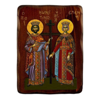 Εικόνα Ορθοδοξίας με περίγραμμα χρυσό σε ξύλο Φλαμουρίας με βάση Εικόνα Αγίων Κωνσταντίνου και Ελένης, Χειροποίητη εικόνα Κωνσταντίνου και Ελένης, Βυζαντινή επιτοίχια πλάκα, θρησκευτικό δώρο, χριστιανική διακόσμηση Διάσταση 50x40 cm (19,7 x 15,8 ίντσες) INTRAEK-6543216724002 - Image 1