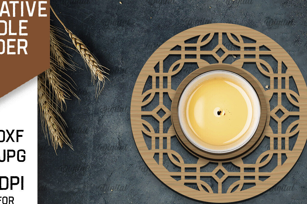 Intra απο ξύλο plywood 3mm-4mm πάχος - Διακοσμητικό Κηροπήγιο Σχέδιο LaserCut Δίασταση 30x20 cm INTRAFABR-107176156