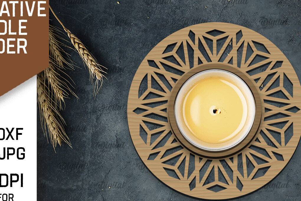 Intra απο ξύλο plywood 3mm-4mm πάχος - Διακοσμητικό Κηροπήγιο Σχέδιο LaserCut Δίασταση 30x20 cm INTRAFABR-107176276