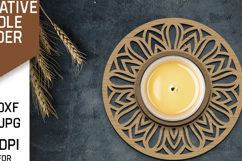 Intra απο ξύλο plywood 3mm-4mm πάχος - Διακοσμητικό Κηροπήγιο Σχέδιο LaserCut Δίασταση 30x20 cm INTRAFABR-107176437