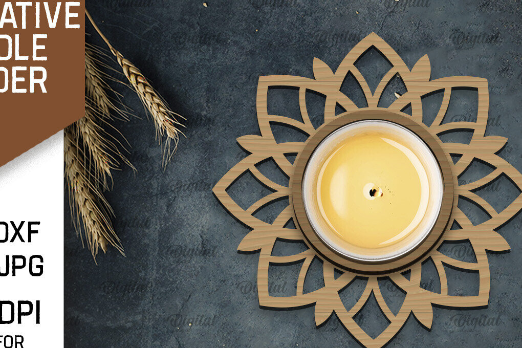 Intra απο ξύλο plywood 3mm-4mm πάχος - Διακοσμητικό Κηροπήγιο Σχέδιο LaserCut Δίασταση 30x20 cm INTRAFABR-107176528