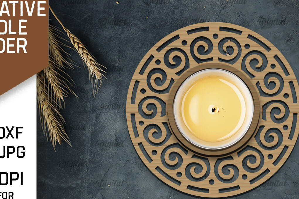 Intra απο ξύλο plywood 3mm-4mm πάχος - Διακοσμητικό Κηροπήγιο Σχέδιο LaserCut Δίασταση 30x20 cm INTRAFABR-107176564