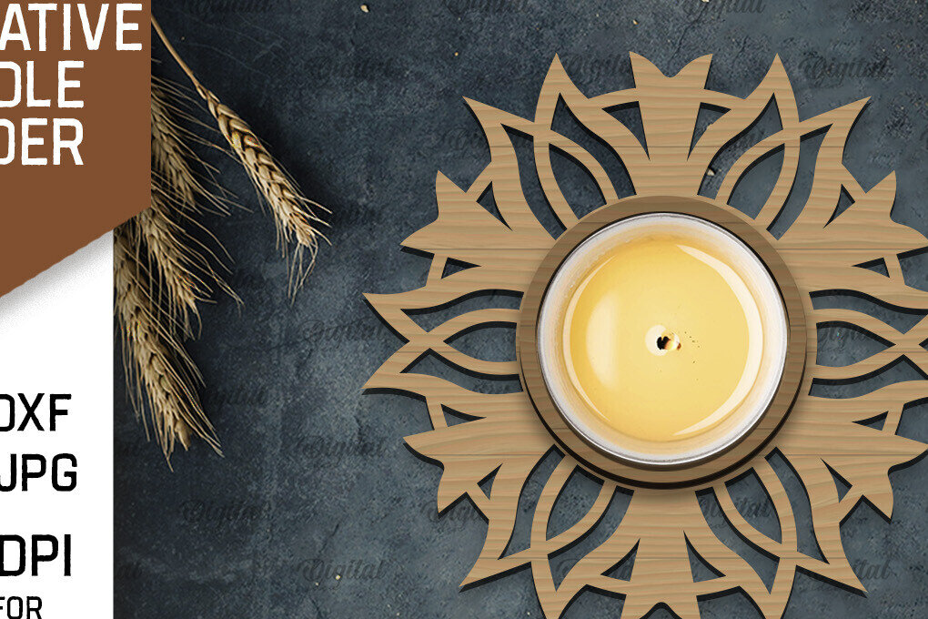 Intra απο ξύλο plywood 3mm-4mm πάχος - Διακοσμητικό Κηροπήγιο Σχέδιο LaserCut Δίασταση 30x20 cm INTRAFABR-107176109