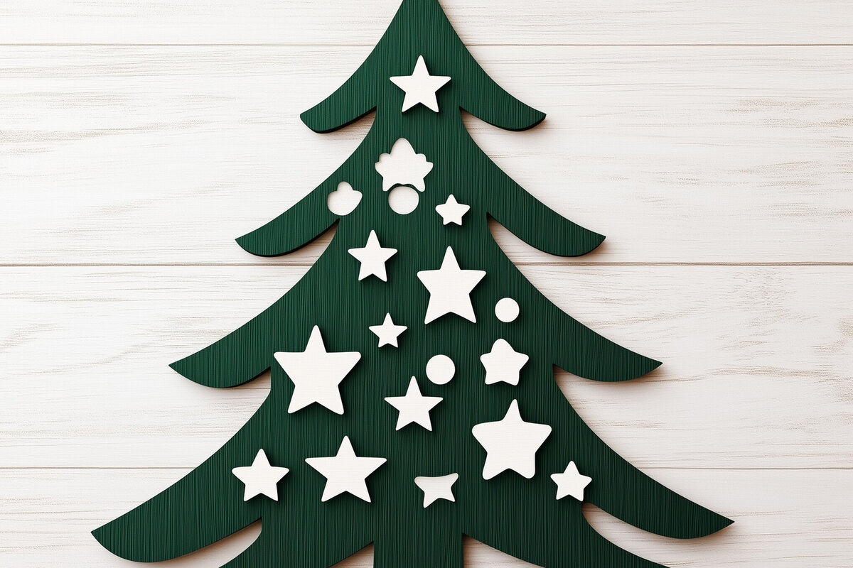 Intra απο ξύλο plywood 3mm-4mm πάχος - Διακοσμητικό κομμένο   Χριστουγεννιάτικου Δέντρου Δίασταση 6x6 cm INTRAFABR-111271040