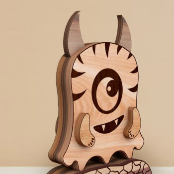 Intra απο ξύλο plywood 3mm-4mm πάχος - Διακοσμητικό κομμένο  Cute Monster Δίασταση 8x2 cm INTRAFABR-101533437 - Image 2