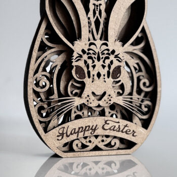 Intra απο ξύλο plywood 3mm-4mm πάχος - Διακοσμητικό πασχαλινό αυγό λαγουδάκι Δίασταση 5x4 cm INTRAFABR-115598124 - Image 1