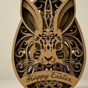 Intra απο ξύλο plywood 3mm-4mm πάχος - Διακοσμητικό πασχαλινό αυγό λαγουδάκι Δίασταση 5x4 cm INTRAFABR-115598124 - Image 3