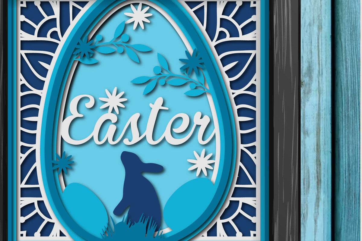 Intra απο ξύλο plywood 3mm-4mm πάχος - Διακοσμητικό Πασχαλινό Layer Shadow Box Δίασταση 25x25 cm INTRAFABR-26130970