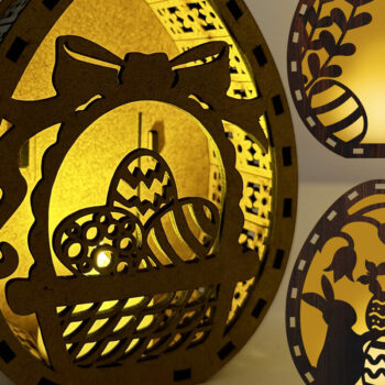 Intra απο ξύλο plywood 3mm-4mm πάχος - Διακοσμητικό πασχαλινό φαναράκι με αυγά Δίασταση 5x3 cm INTRAFABR-113962394 - Image 1