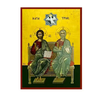Εικόνα Ορθοδοξίας με περίγραμμα χρυσό σε ξύλο Φλαμουρίας με βάση Εικόνα Αγία Τριάδα Χειροποίητη Ελληνορθόδοξη , Κρεμαστή πλάκα βυζαντινής τέχνης, χριστιανική τέχνη Διάσταση 10x7 cm (3,9 x 2,8 ίντσες) INTRAEK-670861 - Image 1