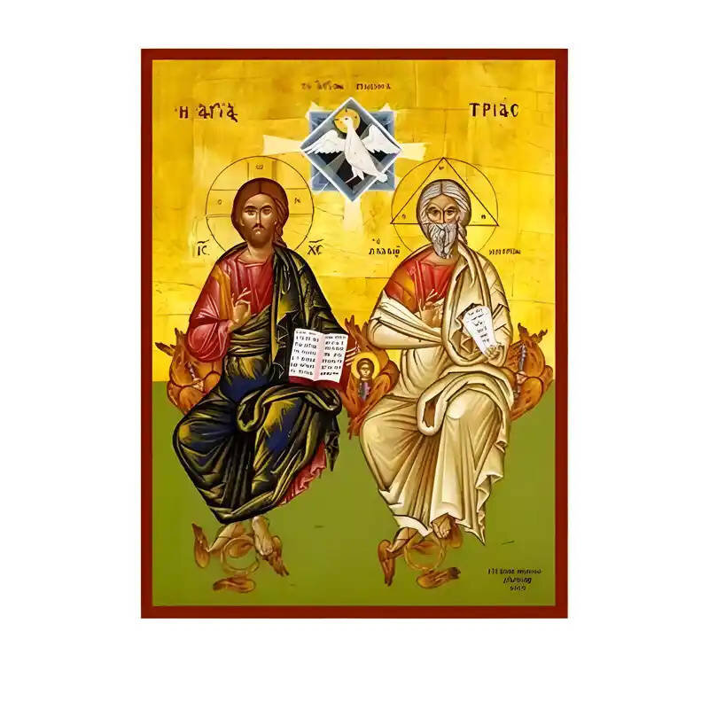 Εικόνα Ορθοδοξίας με περίγραμμα χρυσό σε ξύλο Φλαμουρίας  με  βάση Εικόνα Αγία Τριάδα Χειροποίητη Ελληνορθόδοξη , Κρεμαστή πλάκα βυζαντινής τέχνης, χριστιανική τέχνη Διάσταση 10x7 cm (3,9 x 2,8 ίντσες) INTRAEK-670860