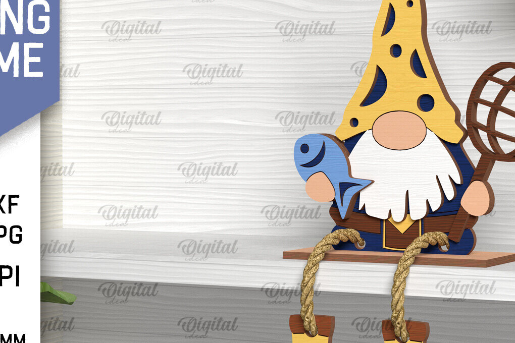 Intra απο ξύλο plywood 3mm-4mm πάχος - Διακοσμητικό ψάρεμα Gnome με λέιζερ Δίασταση 30x20 cm INTRAFABR-98040792