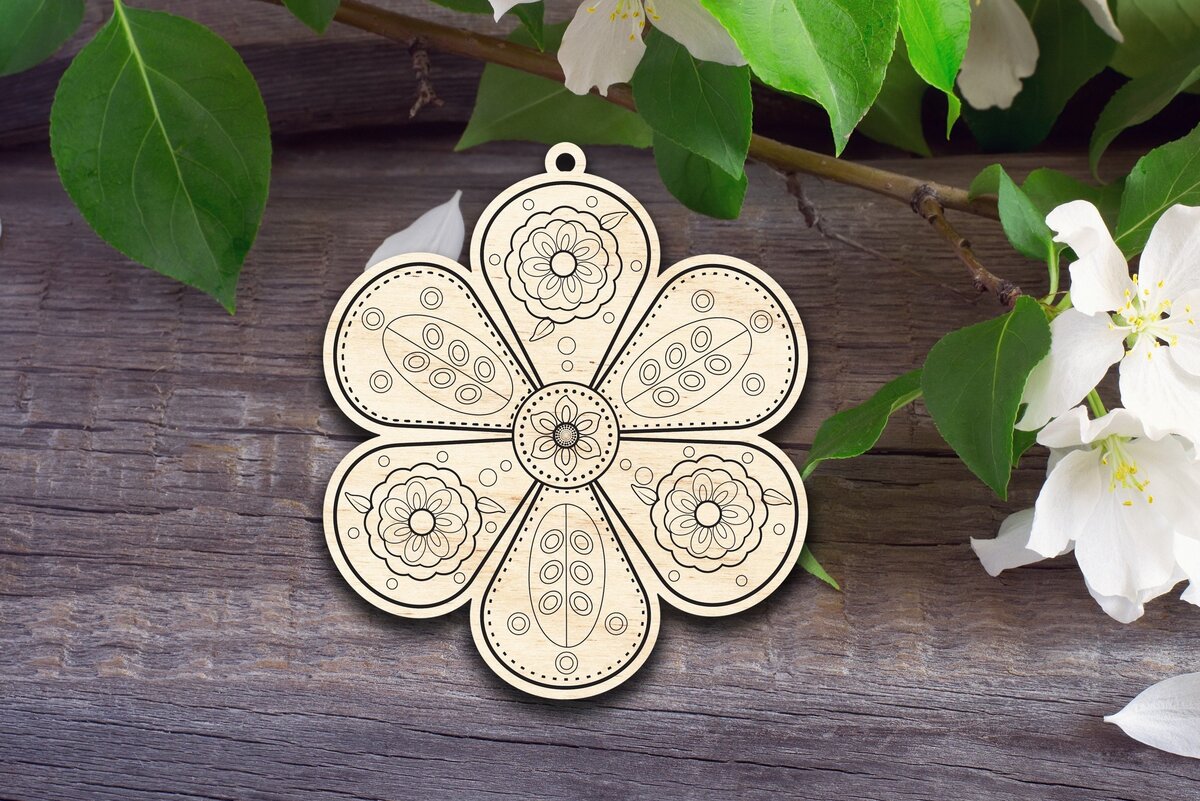 Intra απο ξύλο plywood 3mm-4mm πάχος - Διακοσμητικό Χριστουγεννιάτικο στολίδι λουλουδιών Δίασταση 6x6 cm INTRAFABR-32077025