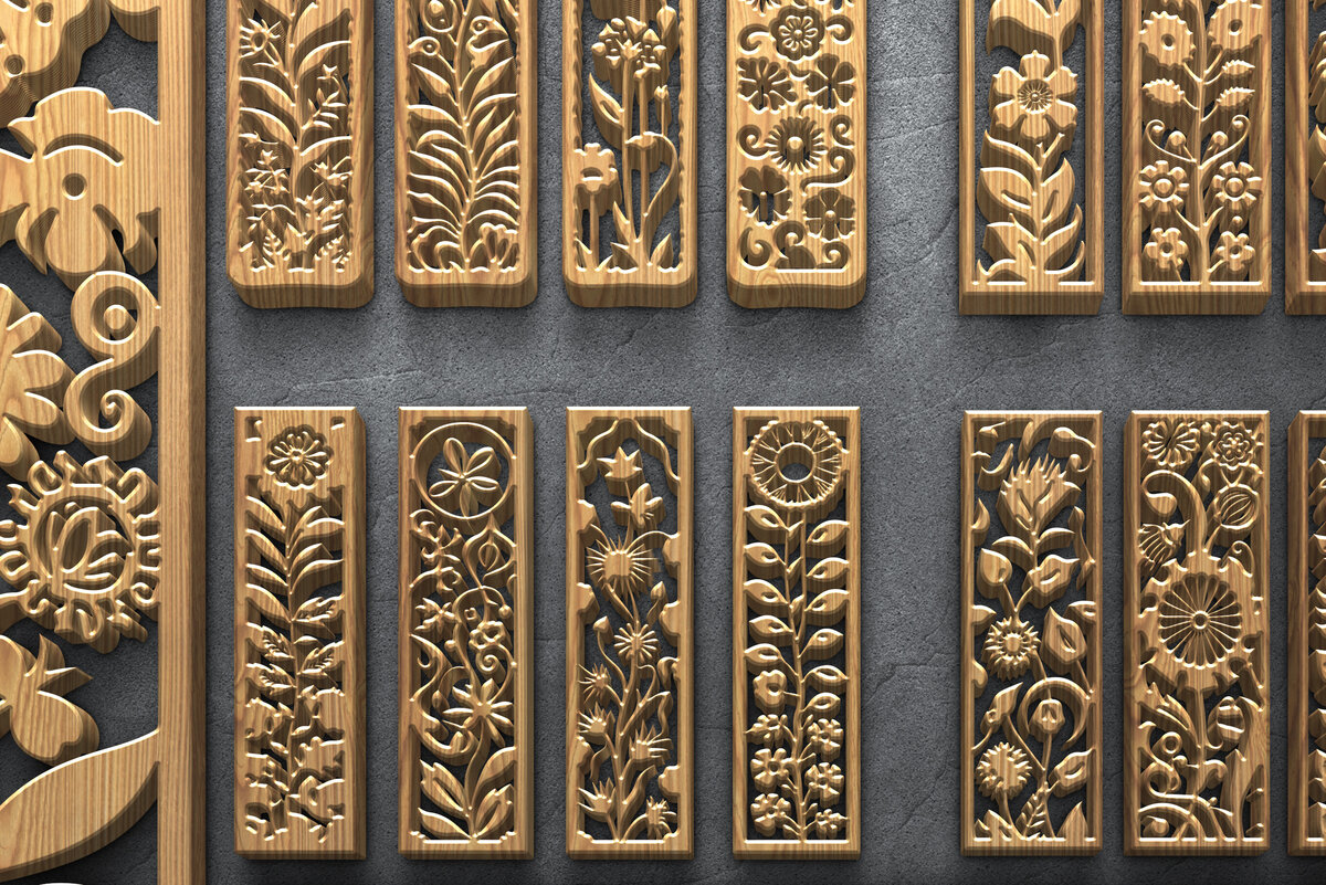 Intra απο ξύλο plywood 3mm-4mm πάχος - Σετ διακοσμητικό πάνελ λέιζερ λουλουδιών  Δίασταση 3200x7200 cm INTRAFABR-124643385