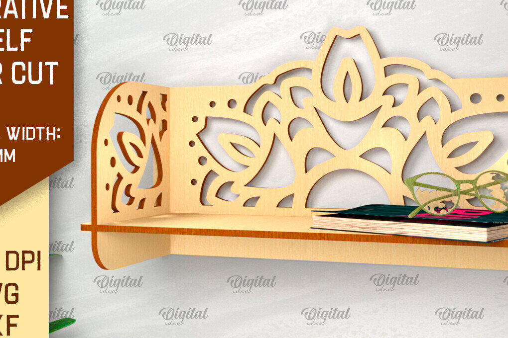 Intra απο ξύλο plywood 3mm-4mm πάχος - Διακοσμητικό ράφι τοίχου λουλουδιών  Δίασταση 30x20 cm INTRAFABR-99620425