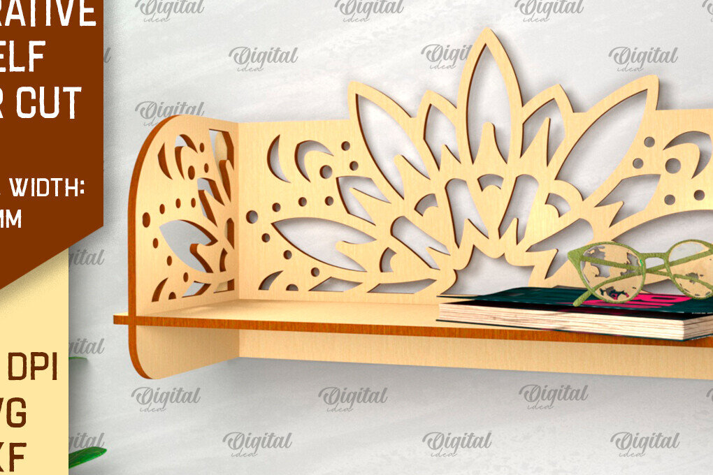 Intra απο ξύλο plywood 3mm-4mm πάχος - Διακοσμητικό ράφι τοίχου λουλουδιών  Δίασταση 30x20 cm INTRAFABR-99619971