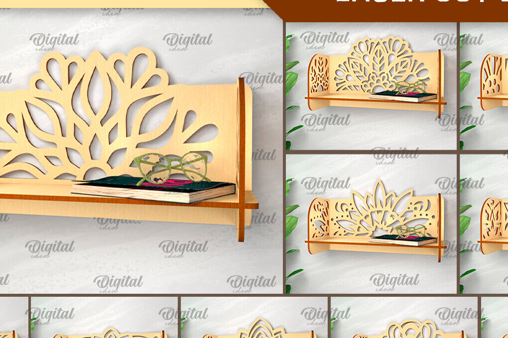 Intra απο ξύλο plywood 3mm-4mm πάχος - Διακοσμητικά ράφια τοίχου με λουλούδια  Δίασταση 30x20 cm INTRAFABR-99621777